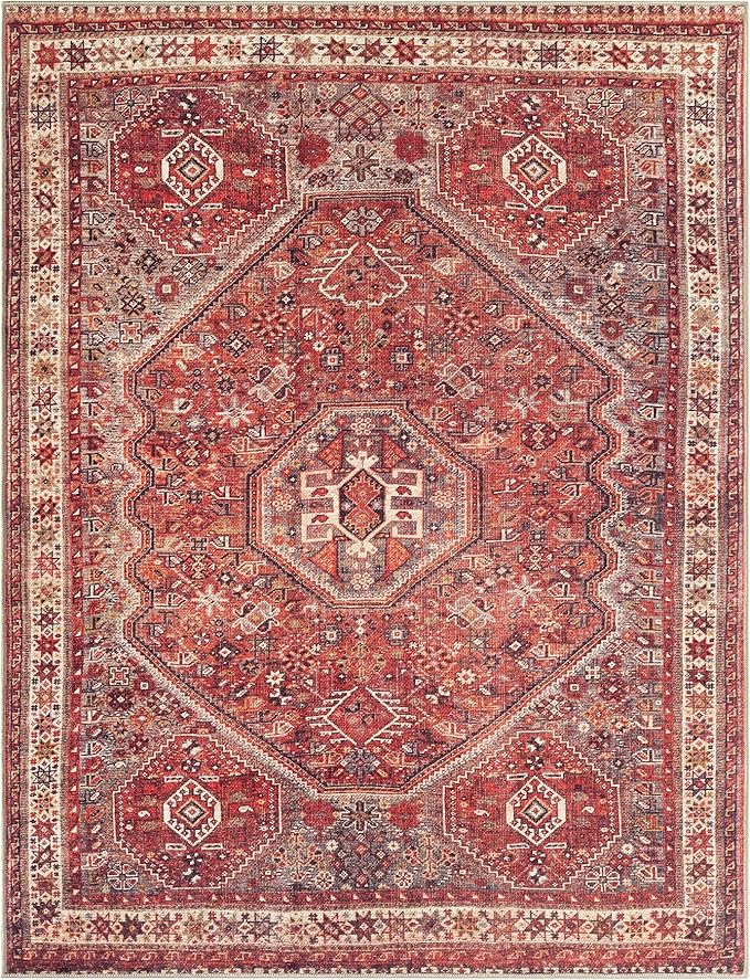 Keen Home Design 48"x72" Rug - Machine Washable Area Rug with Non-Slip Backing, Ideal for Living Room, Dining Room, Bedroom - Vintage, Easy Clean, Durable, Low Pile Rug - (4' x 6')