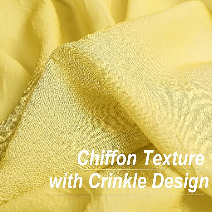 Purainbow Yellow Ombre Chiffon Sheer Curtains 84 Inch Long for Living Room Bedroom Decor, Crinkle Gradient Semi Voile Grommet Top Window Curtain Drapes for Girls Room, Garden, Yard, Set of 2 Panels