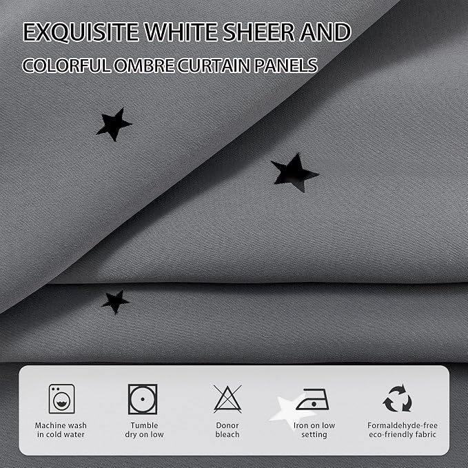 XiDi Black Out Curtains for Bedroom, Curtains for Girls Bedroom Decor, Grey Curtains for Bedroom, Blackout Curtains for Living Room 72 inchs Long 52 inches Wide 2 Panel Grey