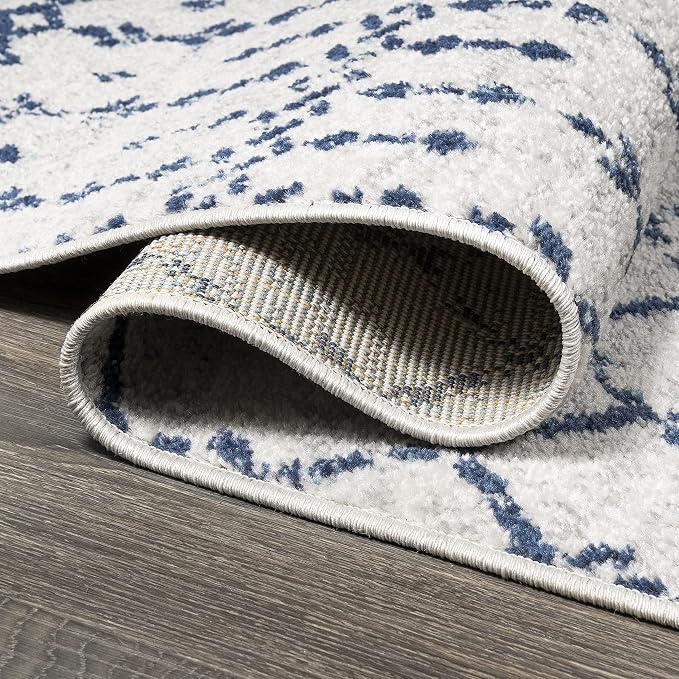 JONATHAN Y Boho Vintage Diamond Cream/Navy Indoor Area Rug 8X10 ft, Moroccan Hype for Living Room, Bedroom, Kitchen, Office, Easy-Cleaning, High Traffic, Pet-Friendly, Non-Shedding (MOH101F-8)