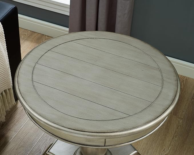 Roundhill Furniture Rene Contemporary Wood Pedestal Side Table, Champagne