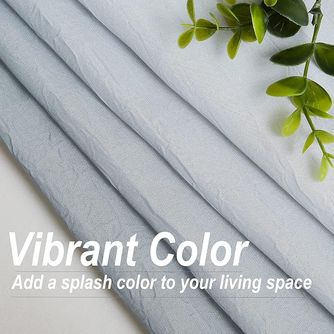 Grey Ombre Chiffon Sheer Curtains for Living Room Crinkle Semi Sheer Curtain Panels for Bedroom, Light Filtering Gradient Window Treatments for Office, Holiday Decor, Rod Pocket, 2 Panels, 52"Wx95"L