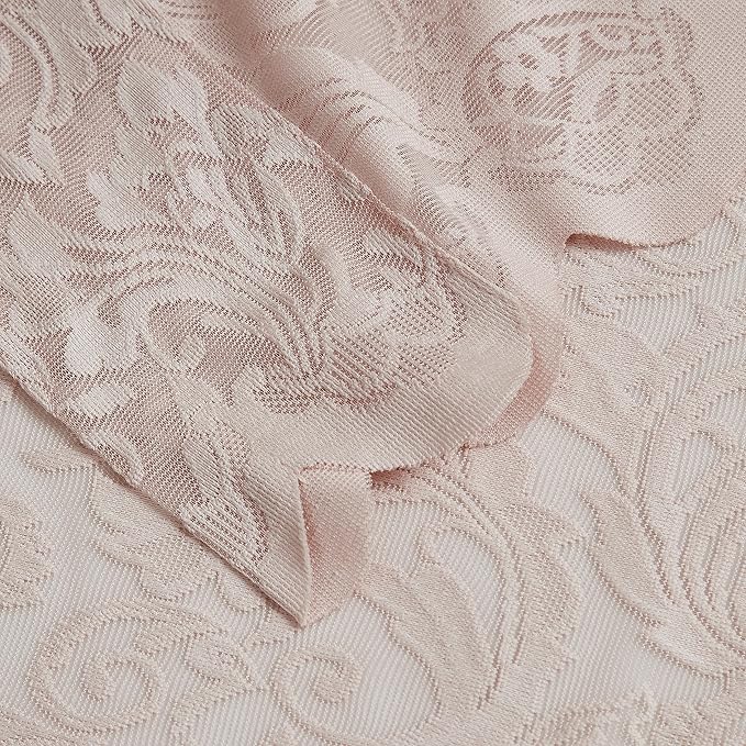 Bujasso Pink Lace Sheer Curtains 84 inch Vintage Floral Sheer Window Curtain Panels for Living Room Girls Bedroom Romantic Light Filtering Pink Drapes Window Treatment Sets Grommet Top 54" Wx84 Lx2