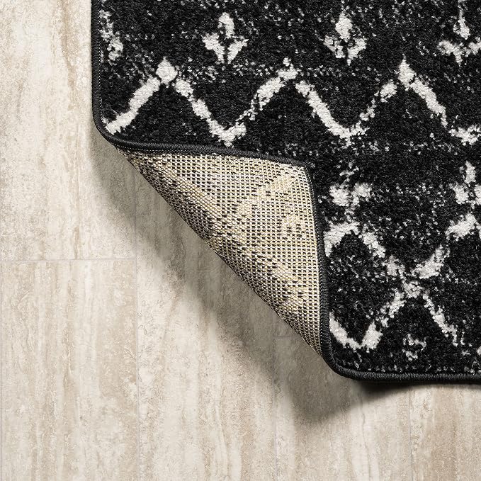 JONATHAN Y Boho Vintage Diamond Black/Ivory Runner Rug 2X14 ft, Moroccan Hype for Living Room, Bedroom, Kitchen, Office, Easy-Cleaning, High Traffic, Pet-Friendly, Non-Shedding (MOH101D-214)