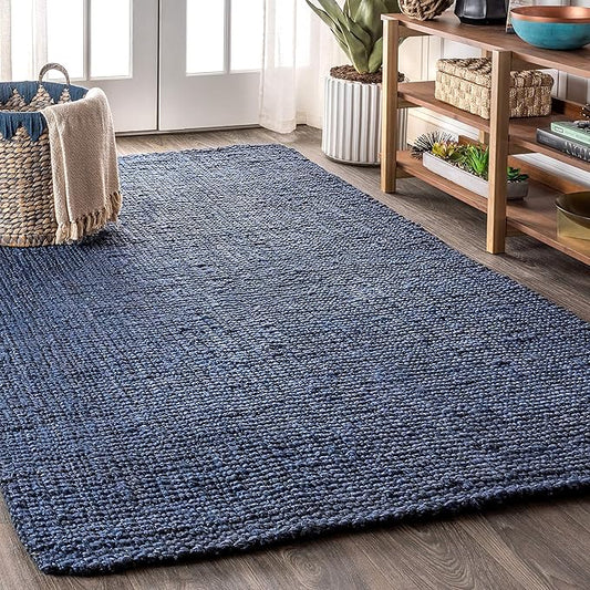 JONATHAN Y Pata Hand Woven Chunky Jute Navy Indoor Area Rug, 9x12, Bohemian, Rustic, Cottage, Easy-Cleaning for Living Room, Bedroom, Kitchen, Non-Shedding (NRF102D-9)