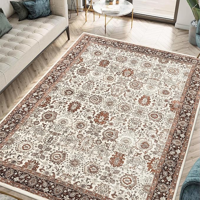 Keen Home Design 9x12 Rug - Machine Washable Area Rug with Non-Slip Backing, Ideal for Living Room, Dining Room, Bedroom - Vintage, Easy Clean, Durable, Low Pile - (9' x 12')