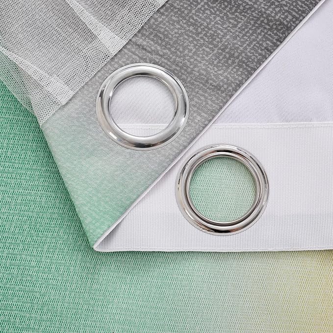 XiDi Curtains for Bedroom Decor, Rainbow GreenYellowGrey52/45/1