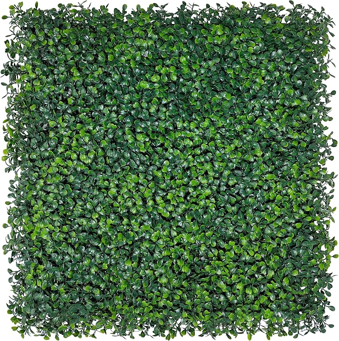 ODTORY Artificial Grass Wall Backdrop Panels 10x10 Inch 12-Pack (8.4 sqft) | UV-Anti, Faux Boxwood Hedge Fence, 4-Layer Leaves, Garden/Backyard/Balcony Privacy Screen, Indoor Outdoor Wall Decor