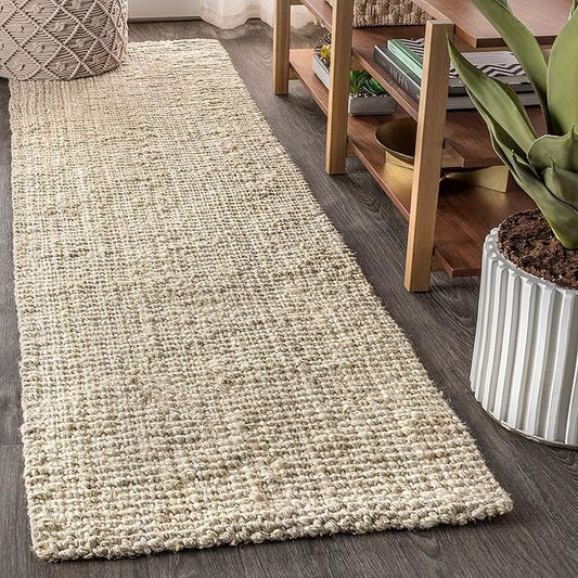 JONATHAN Y Pata Hand Woven Chunky Jute Light Ivory Runner Rug, 2x10, Bohemian, Rustic, Cottage, Easy-Cleaning for Living Room, Bedroom, Kitchen, Non-Shedding (NRF102B-210)