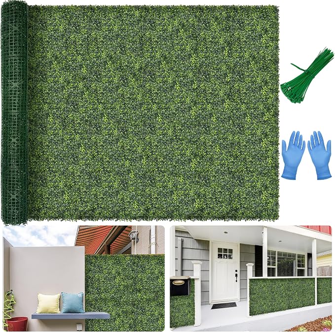 Artificial 80x120 in (67 Sqft) Boxwood Grass Wall Backdrop Roll | UV-Anti Faux Green Leaf Privacy Fence, Garden/Backyard/Patio/Balcony/Party Greenery Hedge Backdrop, Indoor Outdoor Decor