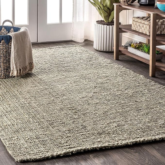 JONATHAN Y Pata Hand Woven Chunky Jute Gray Indoor Area Rug, 12x18, Bohemian, Rustic, Cottage, Easy-Cleaning for Living Room, Bedroom, Kitchen, Non-Shedding (NRF102C-18)