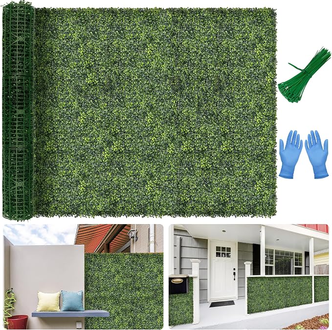 Artificial 60x120 in (50 Sqft) Boxwood Grass Wall Backdrop Roll | UV-Anti Greenery Faux Ivy Hedge Leaf Panels, Privacy Screen, Indoor/Outdoor Green Wall Decor, Patio/Garden Fence Covering