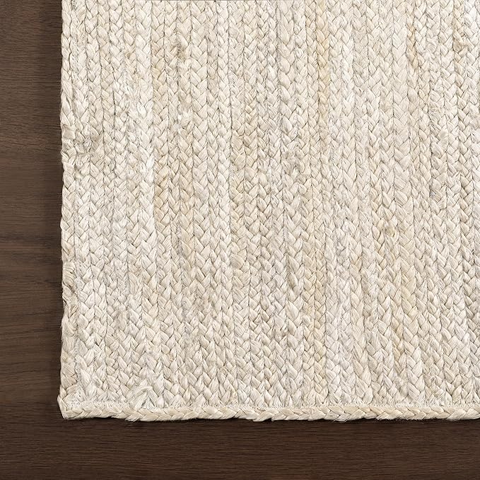 nuLOOM 4x6 Rigo Jute Hand Woven Area Rug, Off White, Solid Farmhouse Design, Natural Fiber, For Bedroom, Living Room, Dining Room, Hallway, Office, Kitchen, Entryway