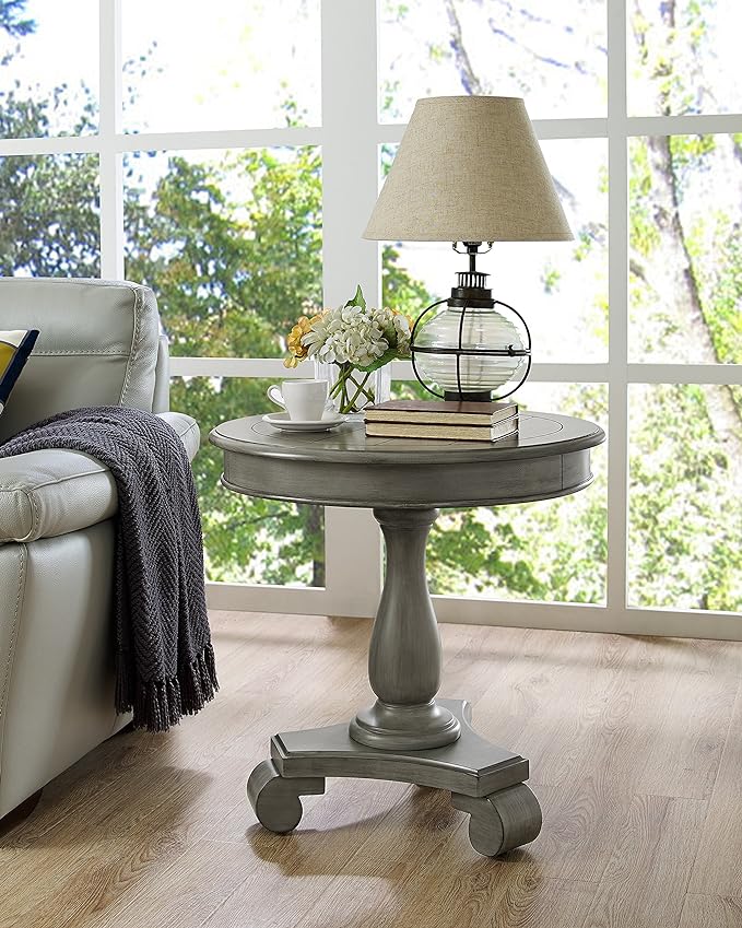 Roundhill Furniture Rene Contemporary Wood Pedestal Side Table, Gray