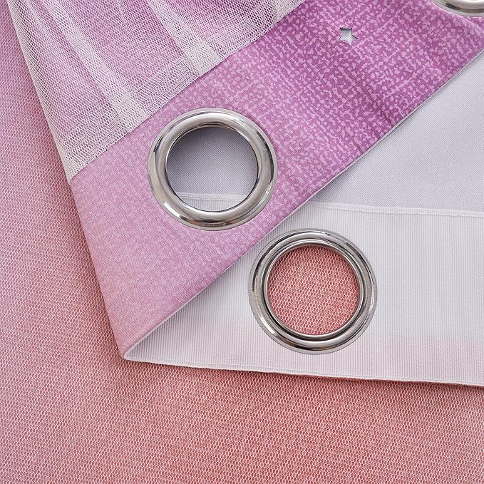 XiDi Curtains for Bedroom Decor, Rainbow Pink PurpleYellow34/90/1