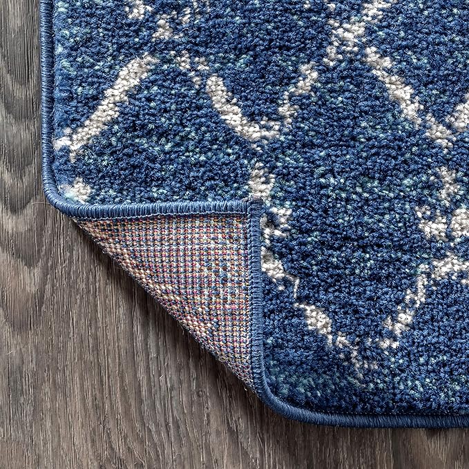 JONATHAN Y Boho Vintage Diamond Blue/White Indoor Area Rug 8X10 ft, Moroccan Hype for Living Room, Bedroom, Kitchen, Office, Easy-Cleaning, High Traffic, Pet-Friendly, Non-Shedding (MOH101A-8)