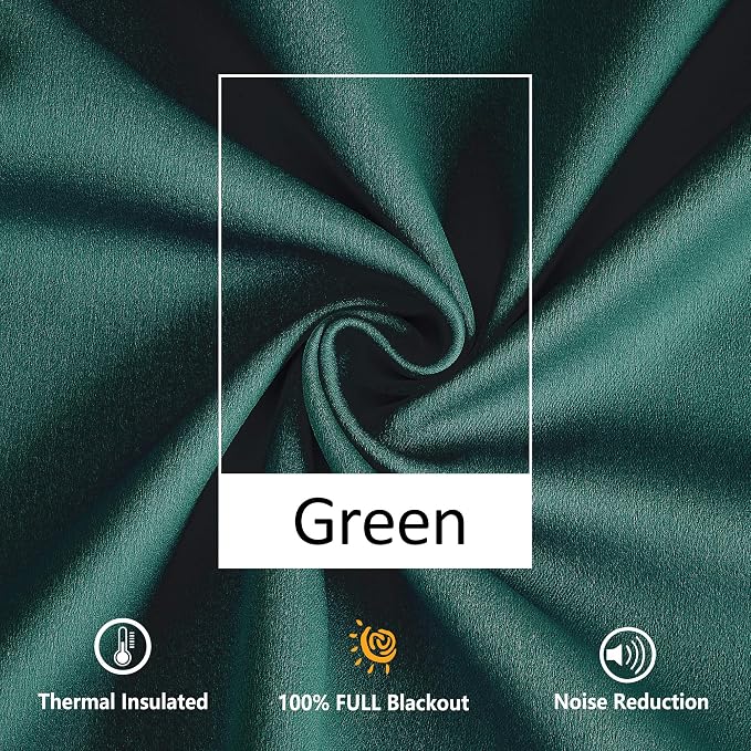 Treatmentex Pompom Green Full Blackout Curtains for Bedroom Living Room 63 inch Thermal Insulated Window Curtain Panels for Christmas Décor 52" w x2 Panels Rod Pocket