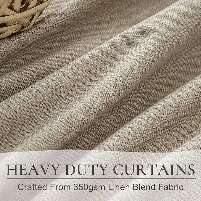 QJmydeco Extra Long Custom 105 Inch Curtains, 100% Blackout Curtains for Bedroom Weather Burg Thermal Insulated Noise Cancelling Pleated Heading Tape Hook Back Tab GreyBeige Boho Drapes 2 Panel Set