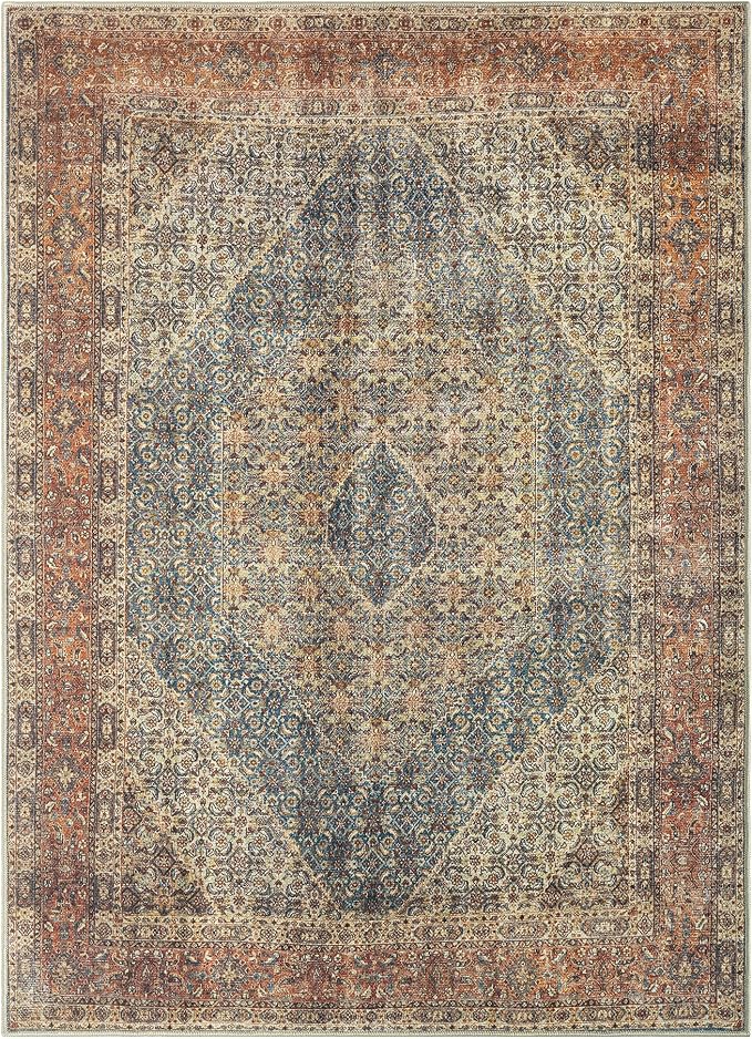 Keen Home Design 3x5 Rug - Machine Washable Entry Rug with Non-Slip Backing, Ideal for Enteryway, Kitchen, Bathroom, Laundry Room - Vintage, Easy Clean, Durable, Low Pile Rug - (3' x 5')