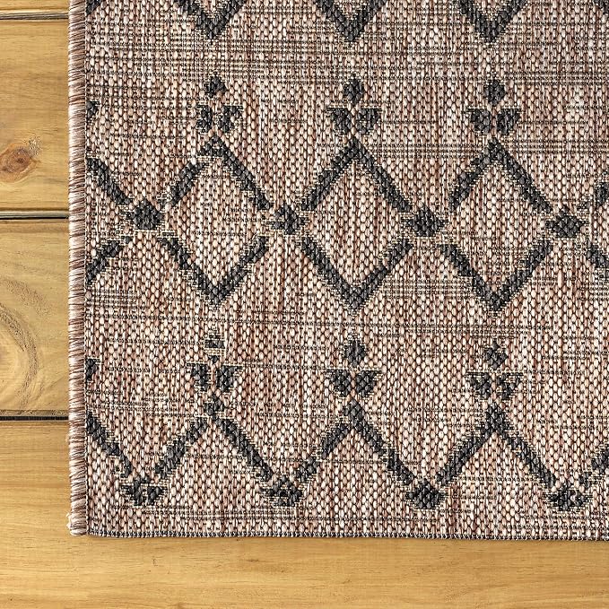 JONATHAN Y Moroccan Geometric Indoor Outdoor Runner Rug 2X10 Natural/Black, Ourika Textured Weave for Backyard, Patio, Porch, Easy-Cleaning, High Traffic, Pet-Friendly, Non-Shedding (SMB108D-210)