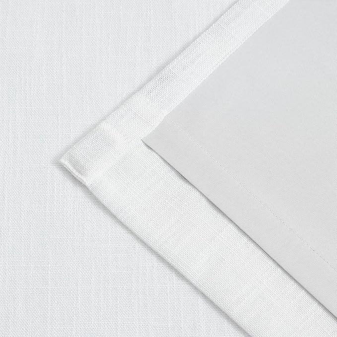 White Pinch Pleated Full Blackout Curtains Linen Texture Thermal Insulated Window Treatment Panel 84 Inch Long for Living Room Bedroom Noise Reducing Back Tab Drapes with Hooks, 1 Panel, 60"Wx84"L