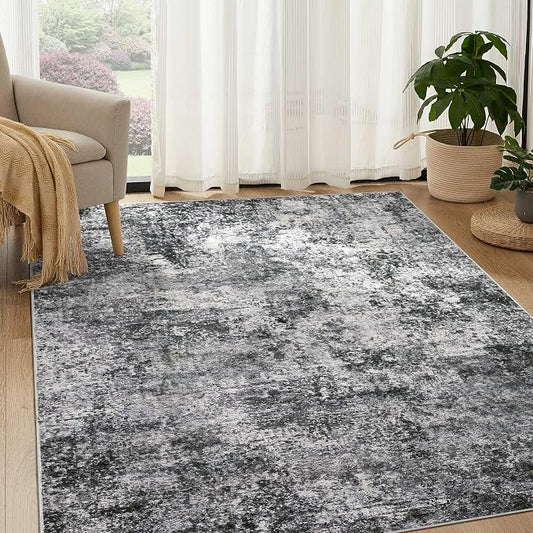 DMOYEST Area Rug Living Room Rugs - 5x7 Large Soft Indoor Neutral Modern Abstract Low Pile Washable Rug Carpet for Bedroom Dining Room Farmhouse Home Office - Grey