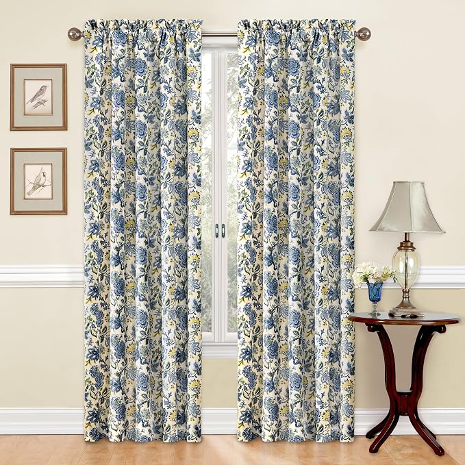 Waverly Navarra Porcelain Window Panel - 100% Polyester Jacquard - 52" X 84"