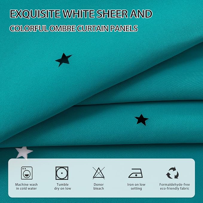 XiDi Blackout Curtains for Girls & Kids Room - 84" Long 2 Panel Teal Unicorn