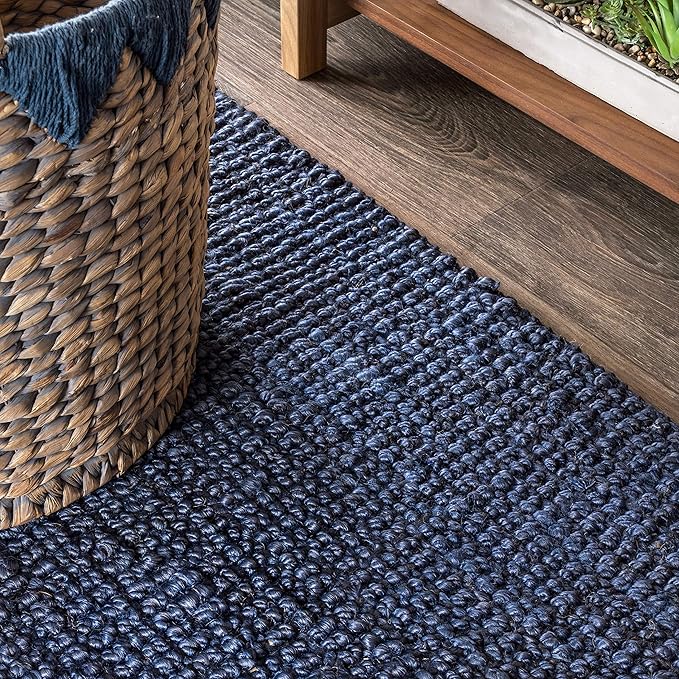 JONATHAN Y Pata Hand Woven Chunky Jute Navy Runner Rug, 2x10, Bohemian, Rustic, Cottage, Easy-Cleaning for Living Room, Bedroom, Kitchen, Non-Shedding (NRF102D-210)