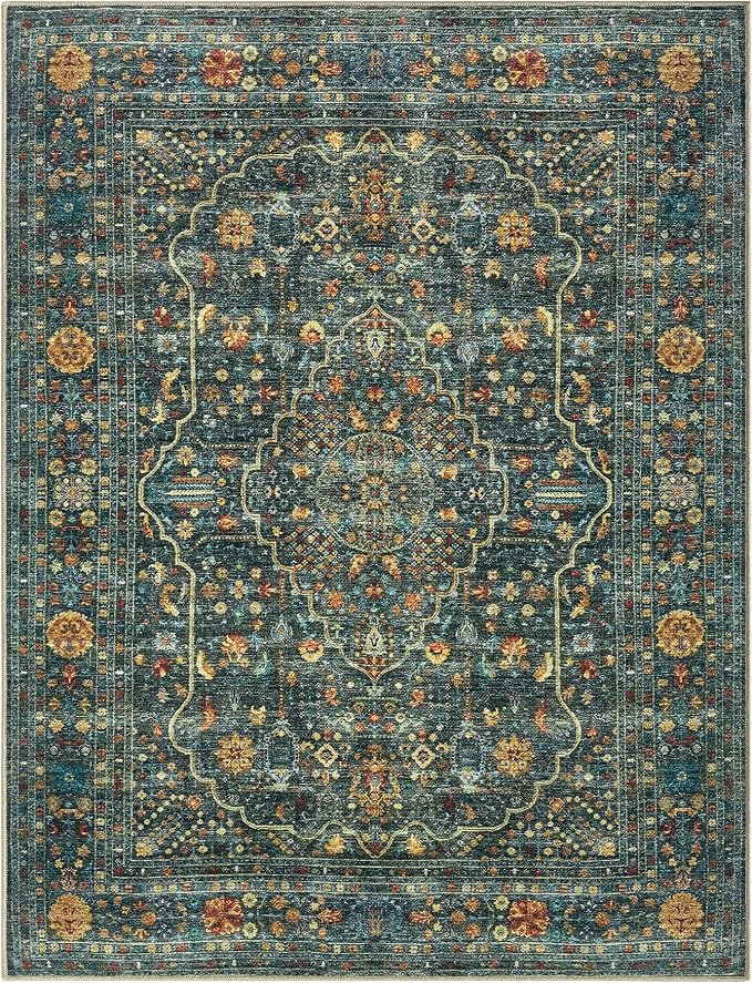 Keen Home Design 48"x72" Rug - Machine Washable Area Rug with Non-Slip Backing, Ideal for Living Room, Dining Room, Bedroom - Vintage, Easy Clean, Durable, Low Pile Rug - (4' x 6')