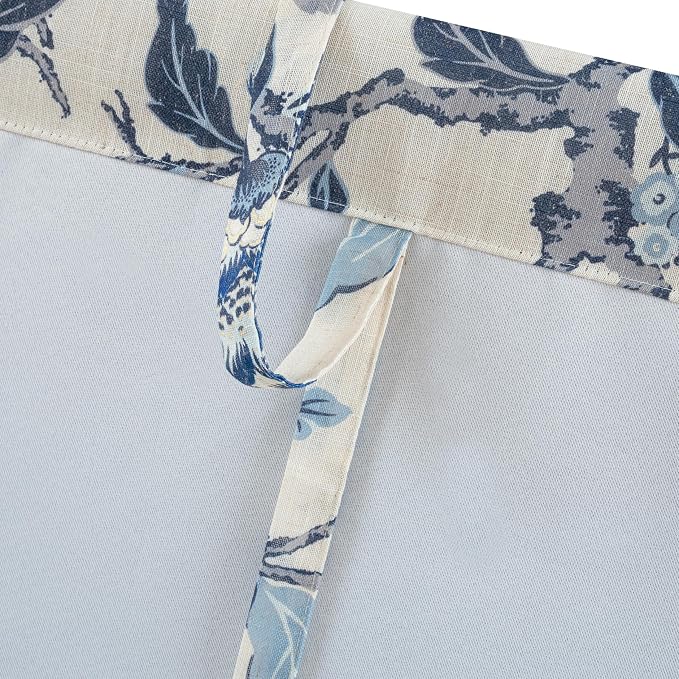 DriftAway Ada Floral Botanical Print Flower Leaf Lined Thermal Insulated Room Darkening Blackout Tie Up Window Curtains 2 Layers Each 45 Inch by 63 Inch Navy