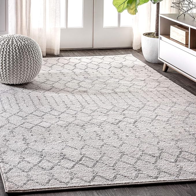 JONATHAN Y Boho Vintage Diamond Cream/Gray Indoor Area Rug 6X9 ft, Moroccan Hype for Living Room, Bedroom, Kitchen, Office, Easy-Cleaning, High Traffic, Pet-Friendly, Non-Shedding (MOH101B-6)