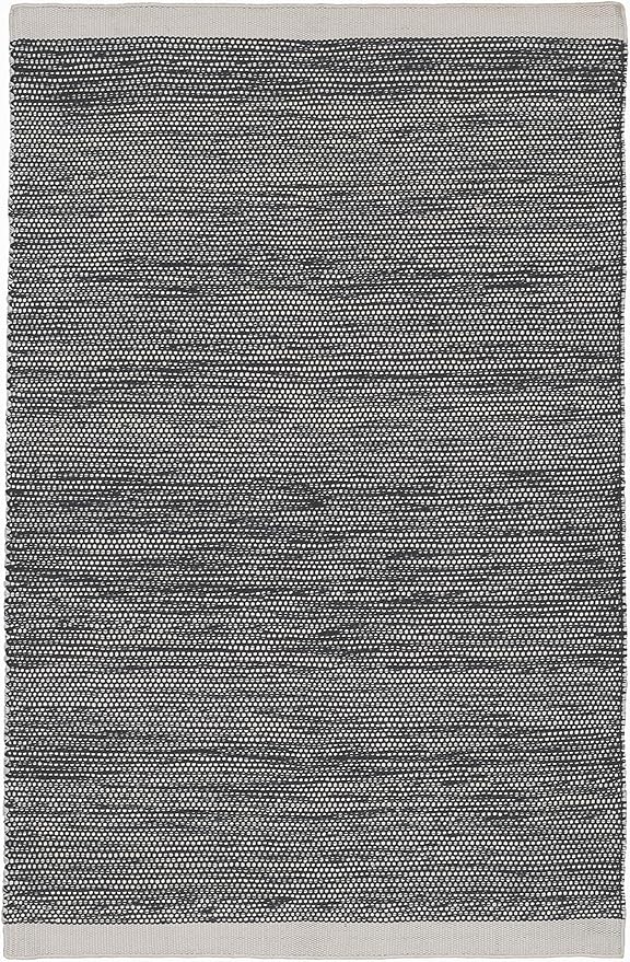 Fab Habitat Machine Washable Area Rug - Hand Woven, Stain Resistant, Pet Friendly - Premium Recycled Polyester Yarn - Solid - Bedroom, Living/Dining Room - Kingscote - Black & White - 8 x 10 ft