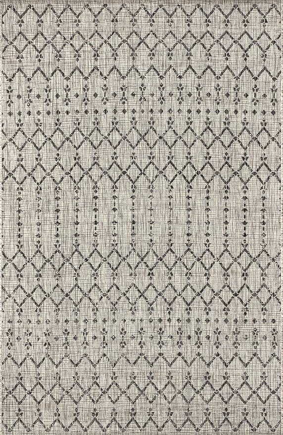 JONATHAN Y Moroccan Geometric Indoor Outdoor Area Rug 3X5 Light Gray/Black, Ourika Textured Weave for Backyard, Patio, Porch, Easy-Cleaning, High Traffic, Pet-Friendly, Non-Shedding (SMB108E-3)