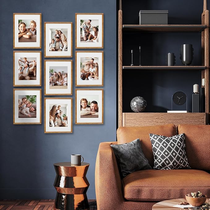 Sheffield Home 9 Piece Gallery Wall Frame Set, 11x14 Inch, Antique Bronze