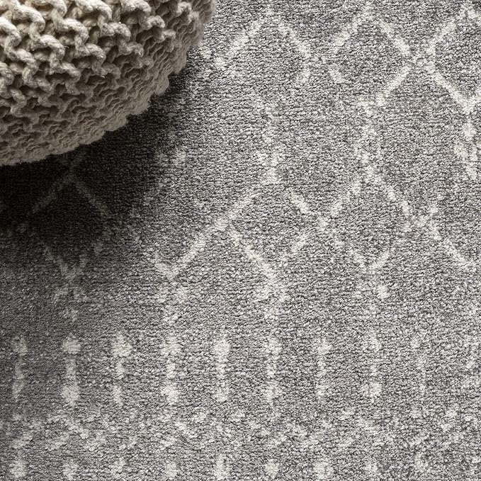 JONATHAN Y Boho Vintage Diamond Gray/Ivory Indoor Area Rug 5X8 ft, Moroccan Hype for Living Room, Bedroom, Kitchen, Office, Easy-Cleaning, High Traffic, Pet-Friendly, Non-Shedding (MOH101C-5)