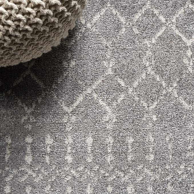 JONATHAN Y Boho Vintage Diamond Gray/Ivory Square Area Rug 5X5 ft, Moroccan Hype for Living Room, Bedroom, Kitchen, Office, Easy-Cleaning, High Traffic, Pet-Friendly, Non-Shedding (MOH101C-5SQ)